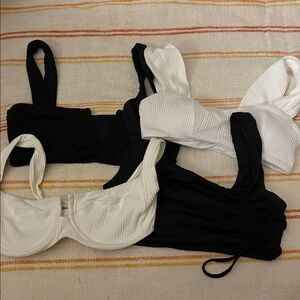 Small (No size tag) - NWOT - L*space - Bikini Top Bundle Black & White